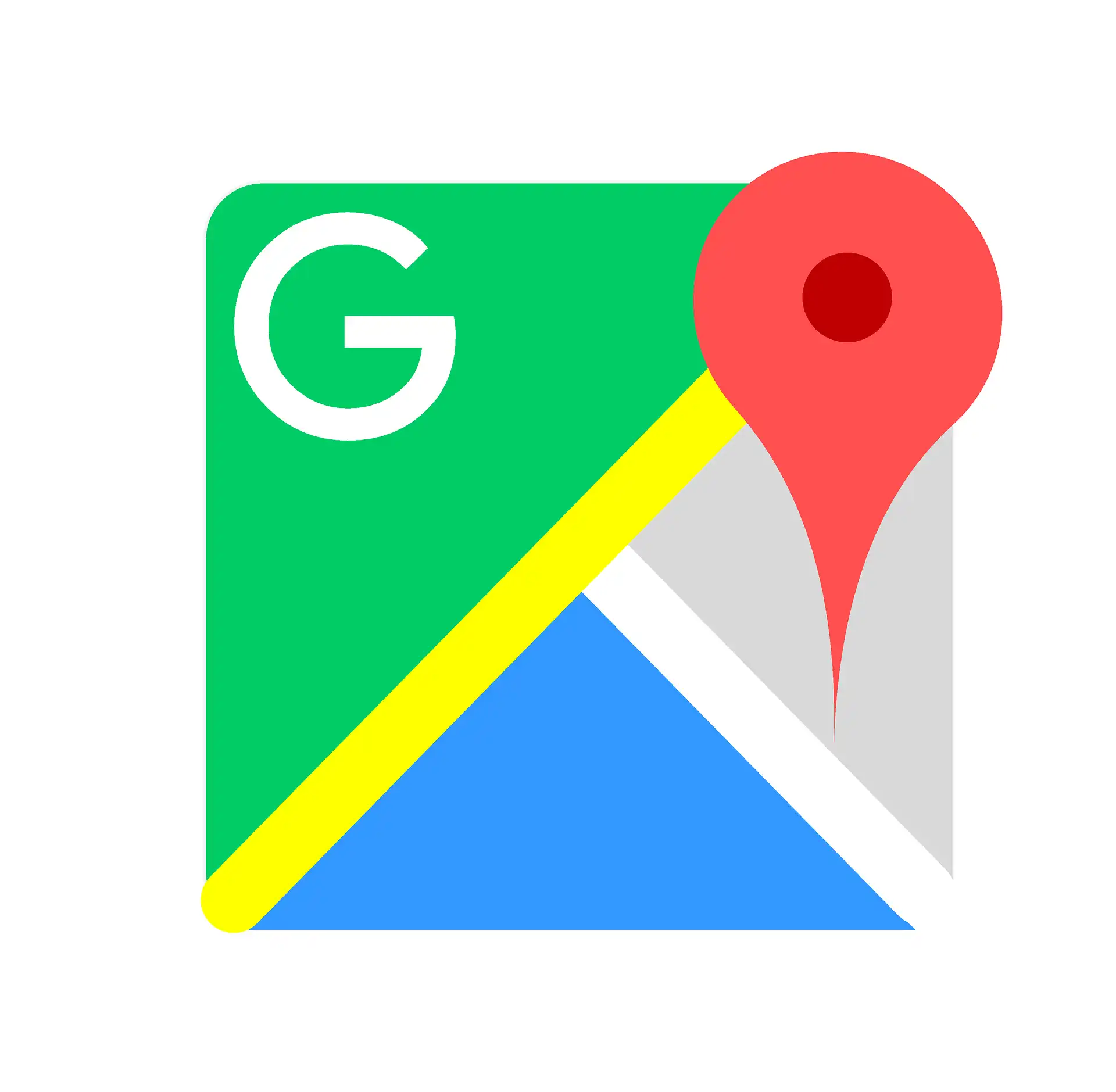 Google Maps logo with green G icon and red location pin marker