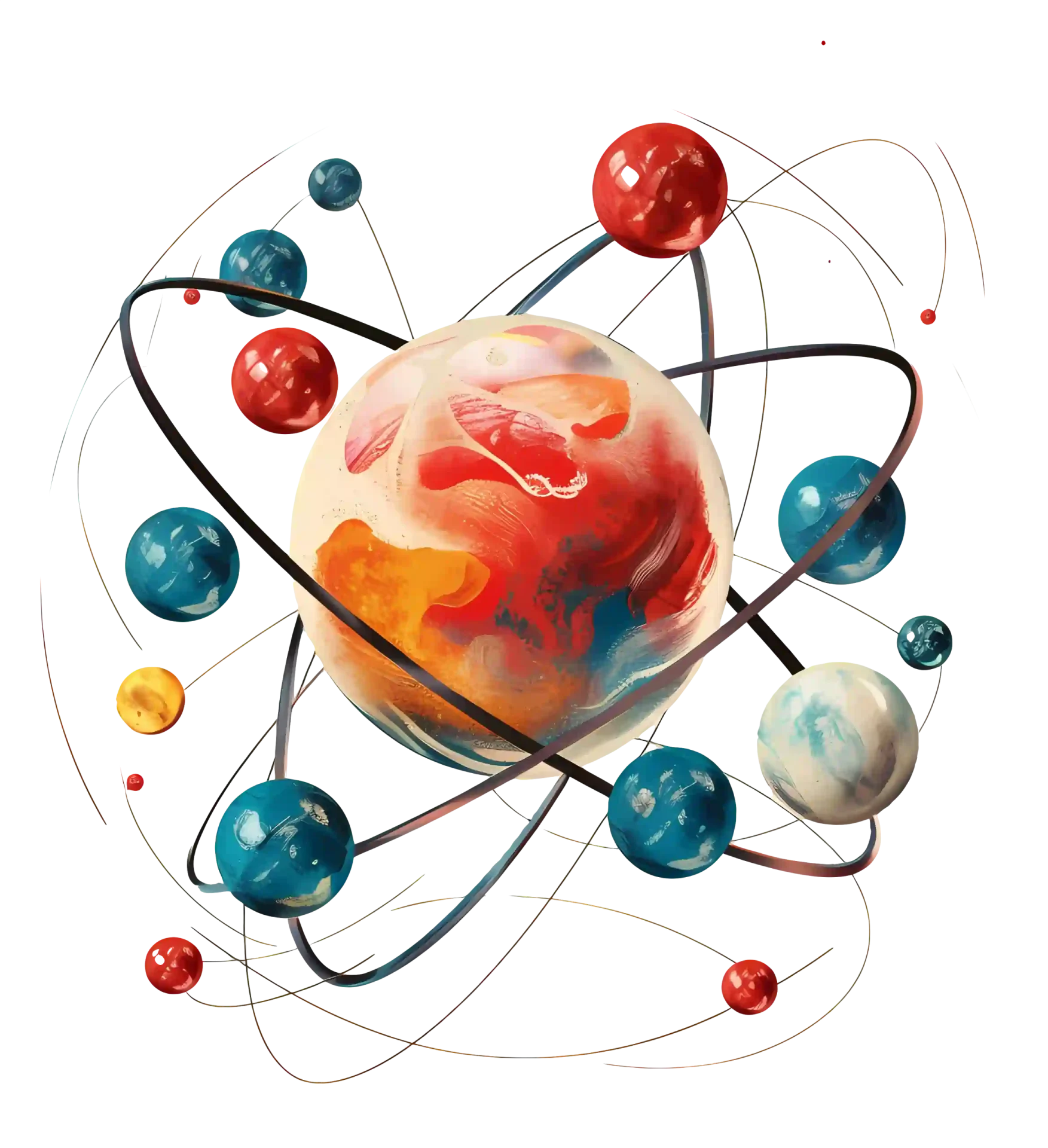 Atomic structure icon representing technical precision