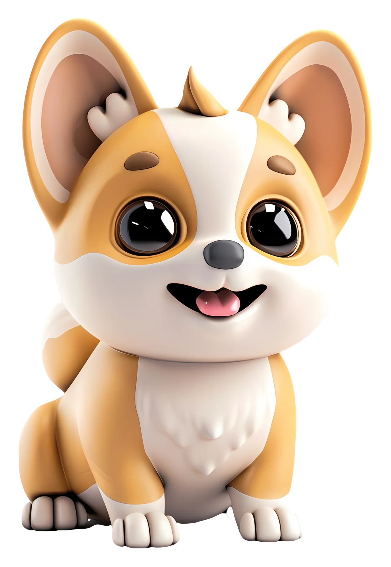 dog Cute cartoon corgi puppy with large eyes and a joyful expression, symbolizing user-friendly design and engaging digital experiences in web design.