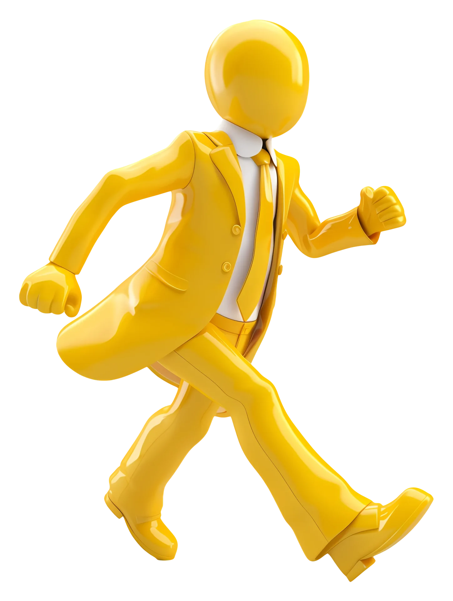 yellow man Yellow figure in a suit running, symbolizing dynamic web design and digital marketing services in Minnesota.